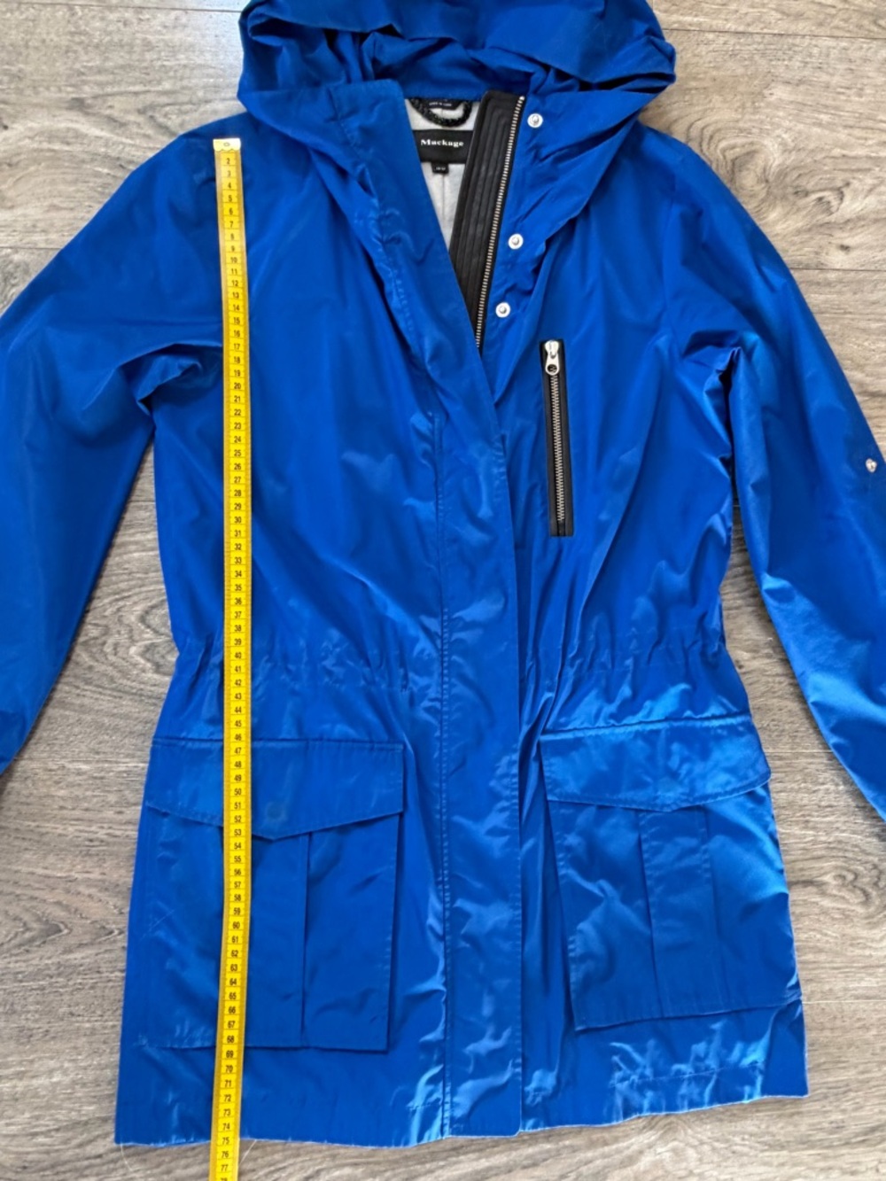 Mackage Royal Blue Hooded Raincoat - XS - Picture 6 of 6